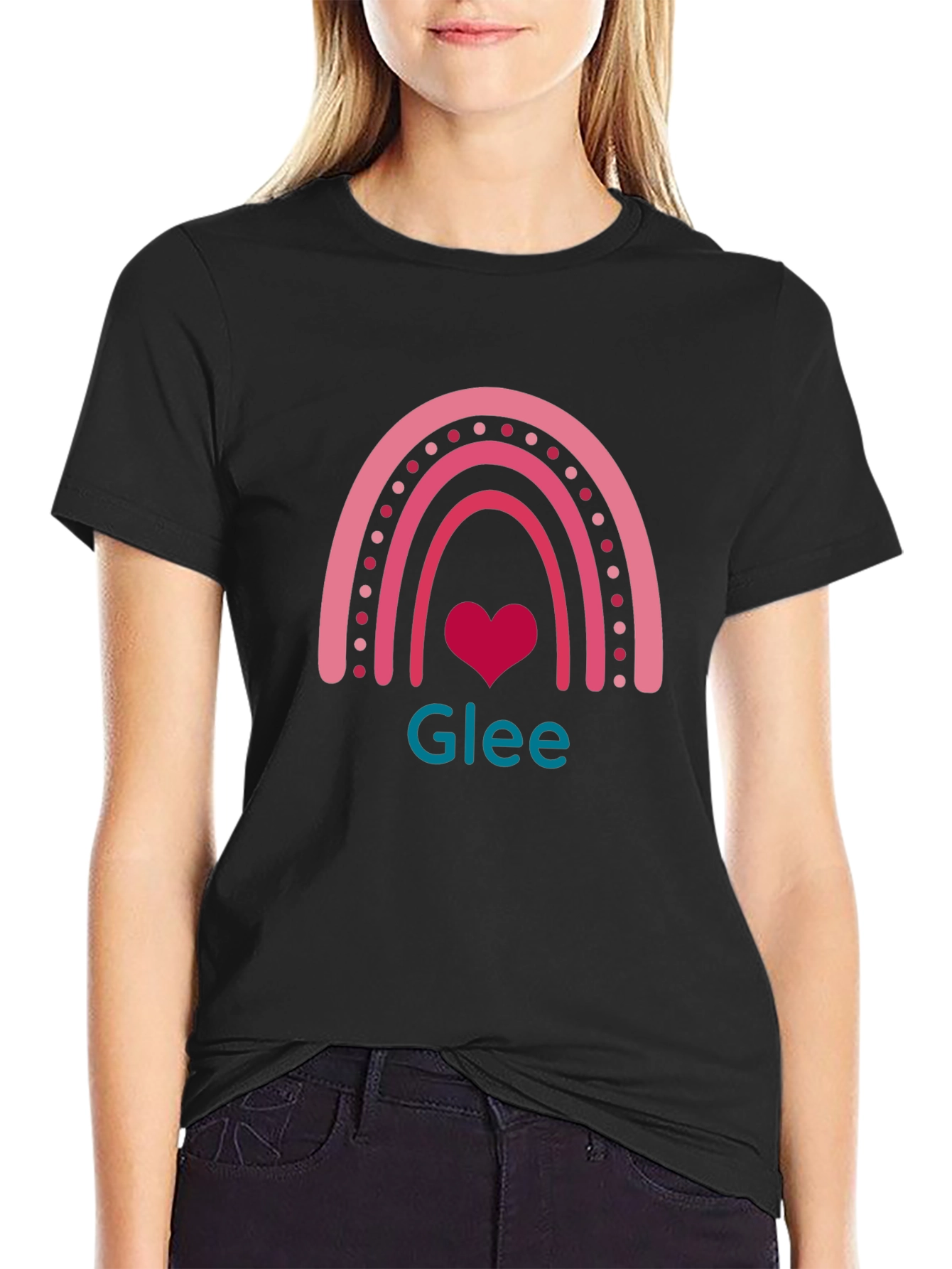 Glee Rainbow Heart T-Shirt - Black