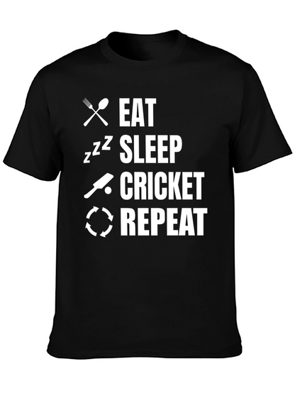 Eat Sleep Cricket Repeat Graphic Tee