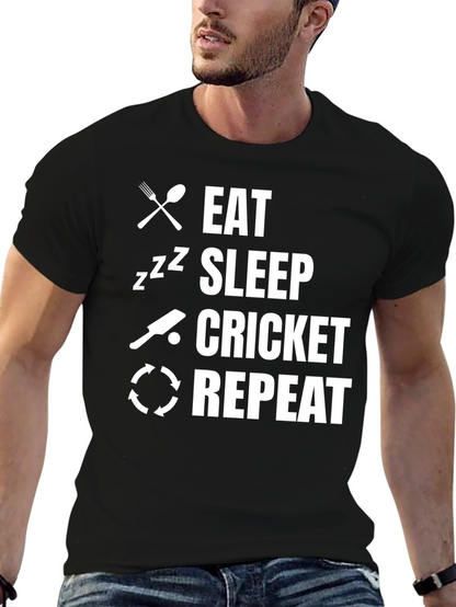 Eat Sleep Cricket Repeat Graphic Tee