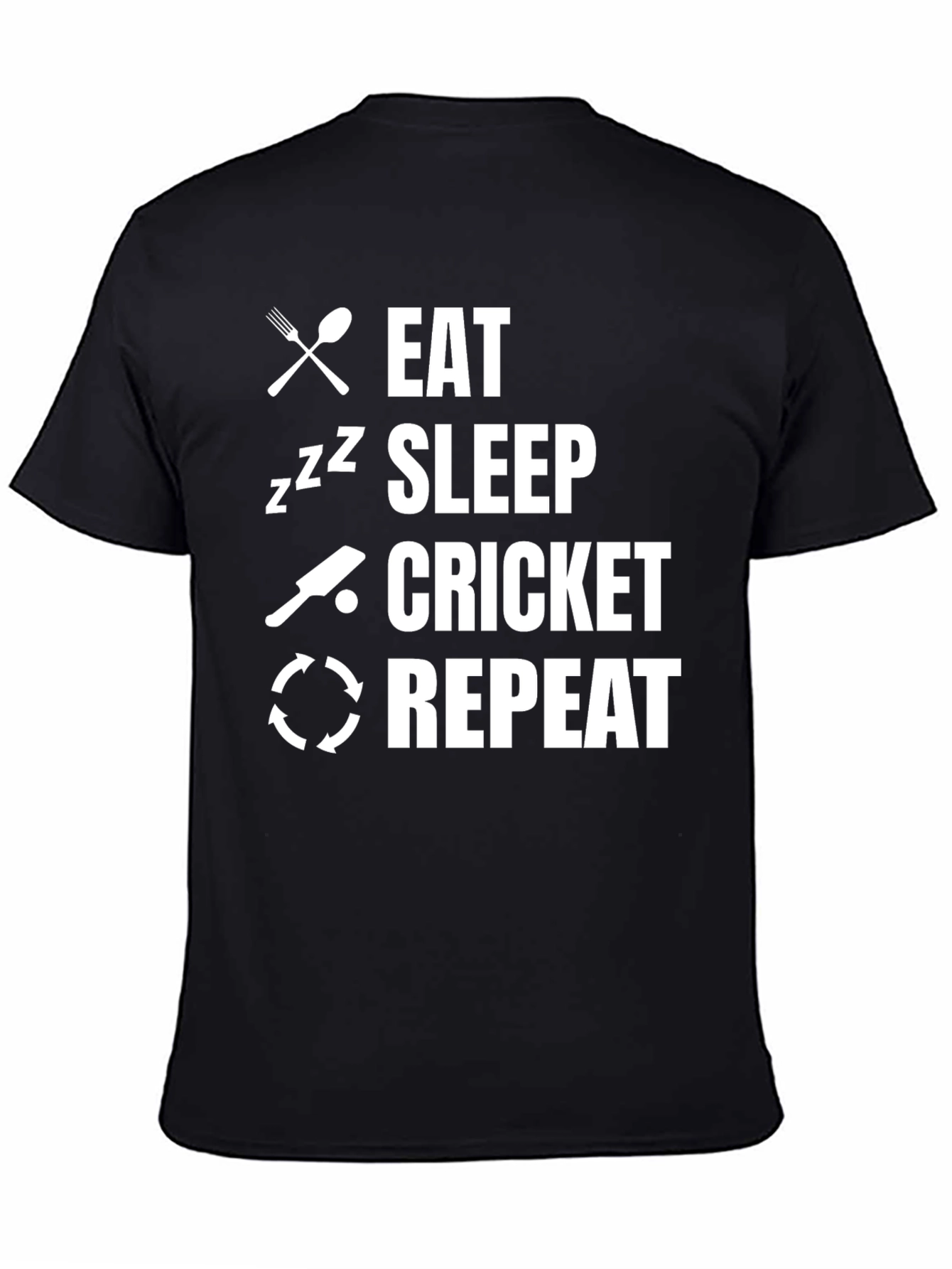 Eat Sleep Cricket Repeat Graphic Tee