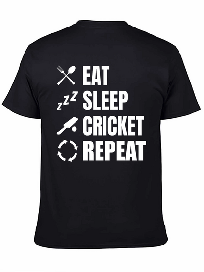 Eat Sleep Cricket Repeat Graphic Tee