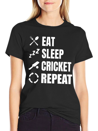 Eat Sleep Cricket Repeat Graphic Tee