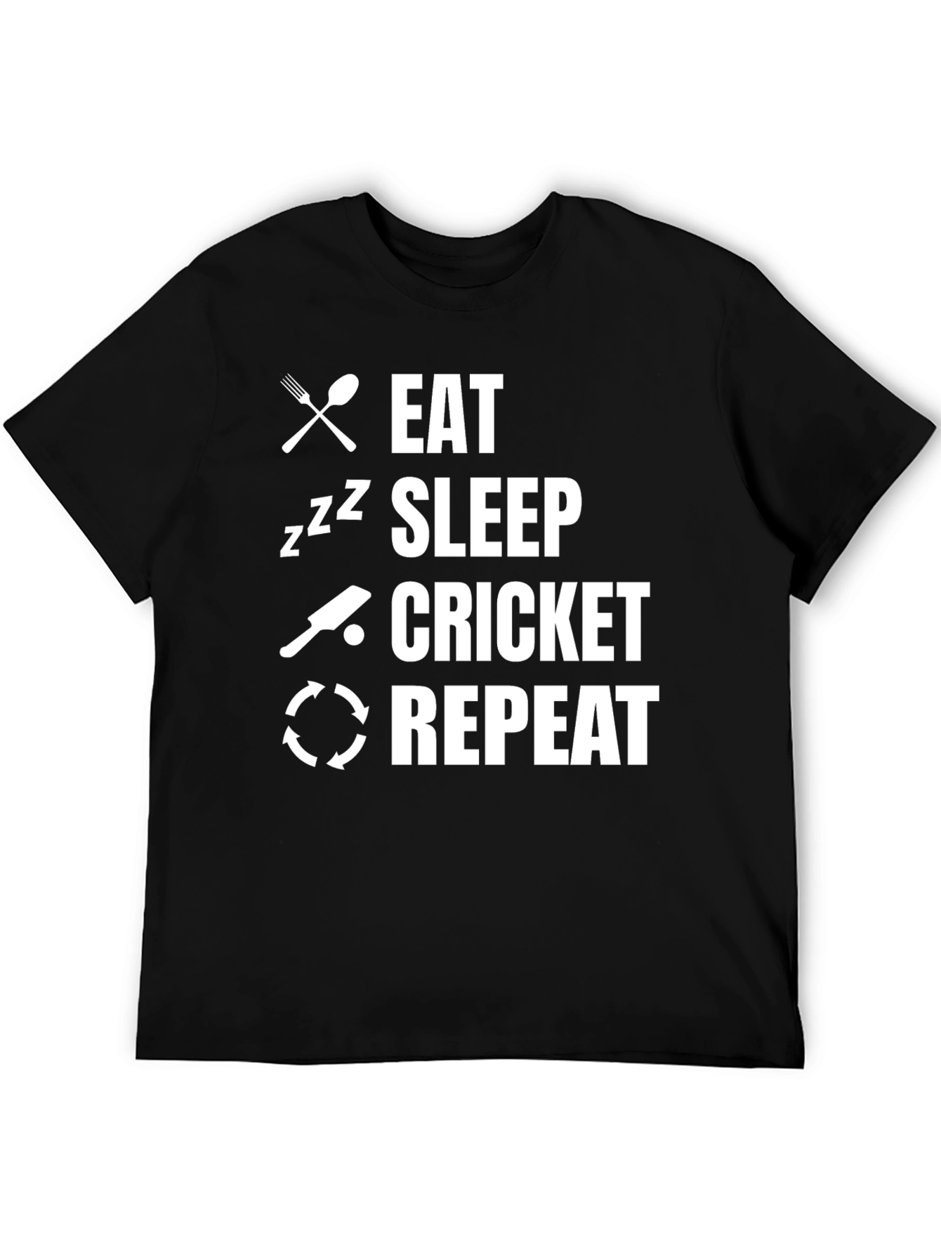 Eat Sleep Cricket Repeat Graphic Tee