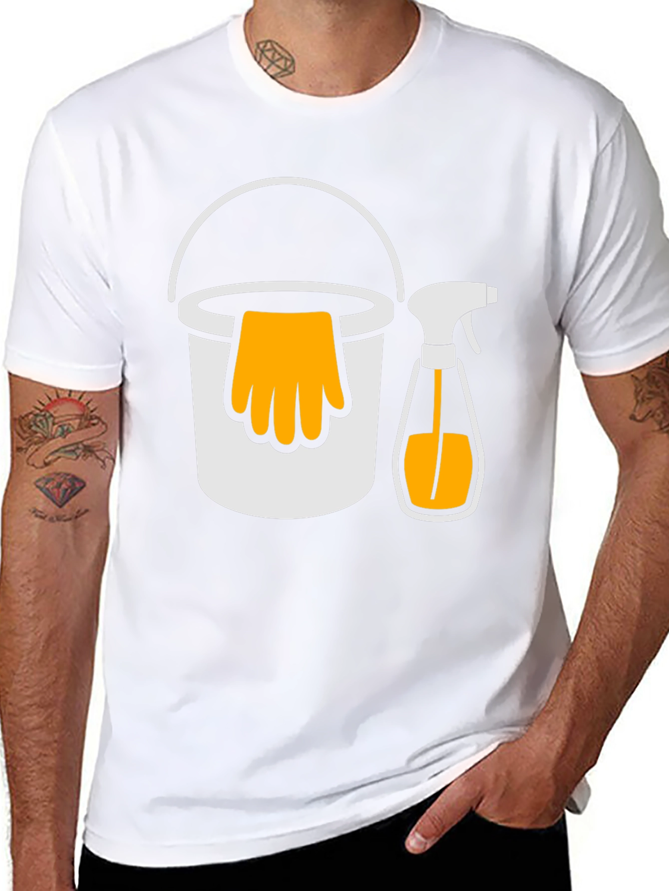 Cleaning Crew T-Shirt - Bucket and Spray Design