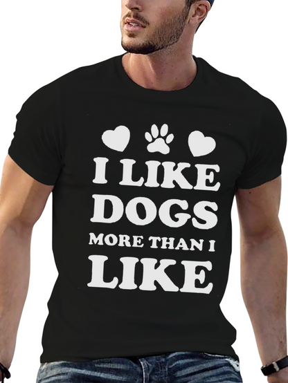 I Like Dogs T-Shirt - Black Cotton Blend