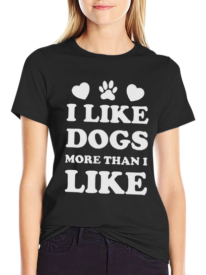 I Like Dogs T-Shirt - Black Cotton Blend