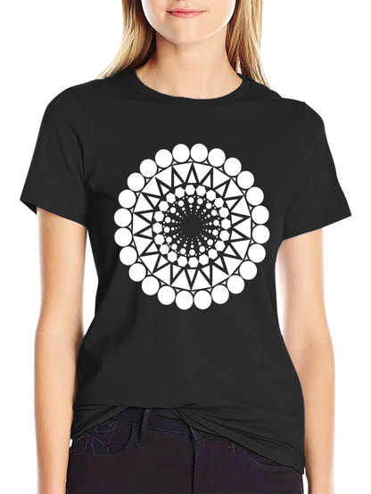 Geometric Circle Design Black T-Shirt