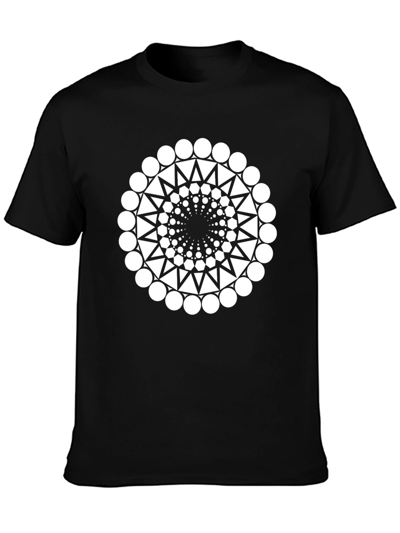 Geometric Circle Design Black T-Shirt