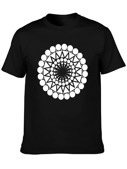 Geometric Circle Design Black T-Shirt