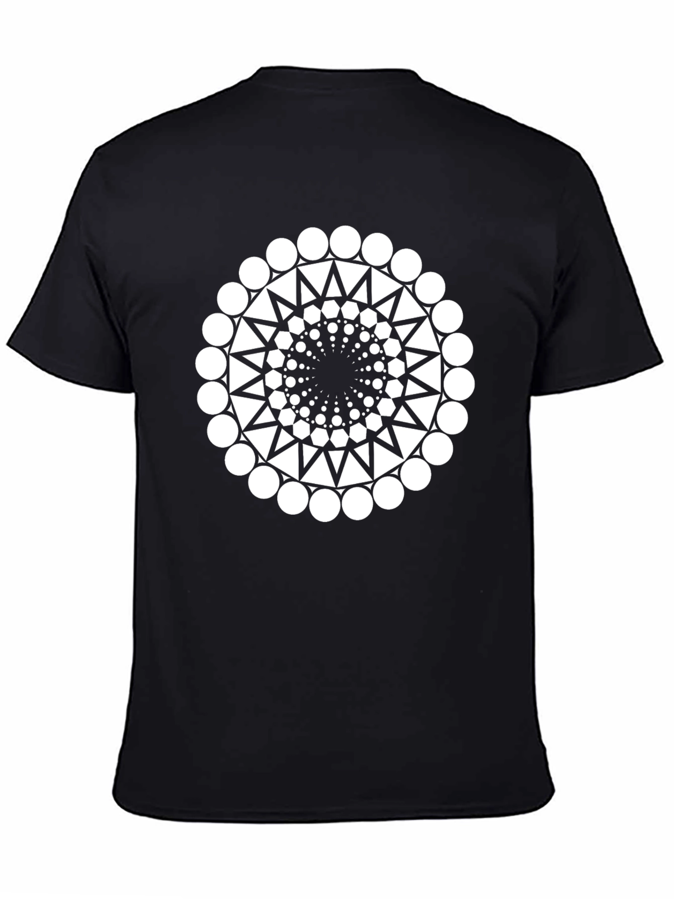 Geometric Circle Design Black T-Shirt
