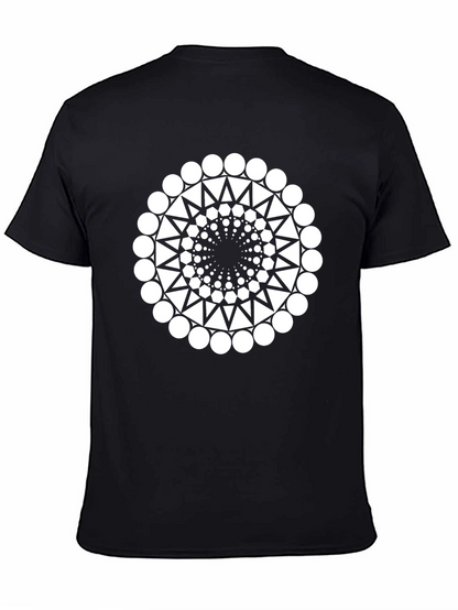 Geometric Circle Design Black T-Shirt