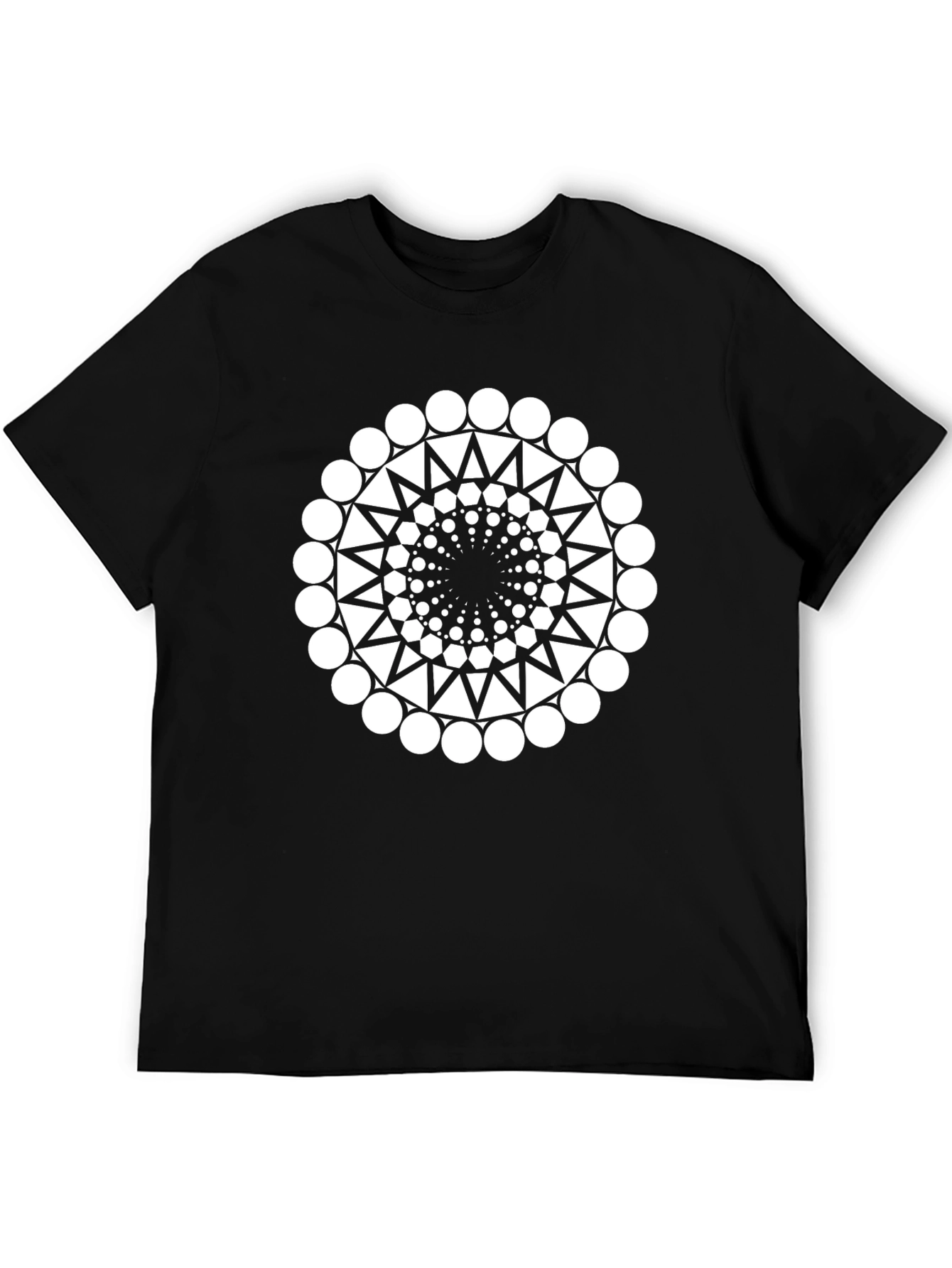 Geometric Circle Design Black T-Shirt