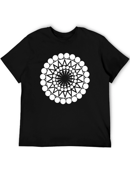 Geometric Circle Design Black T-Shirt
