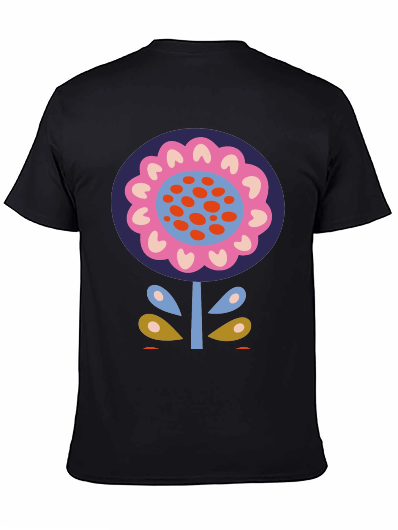 Bold Floral Graphic Print Black T-Shirt