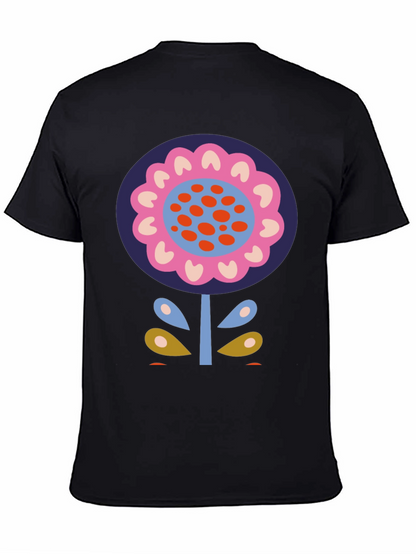 Bold Floral Graphic Print Black T-Shirt
