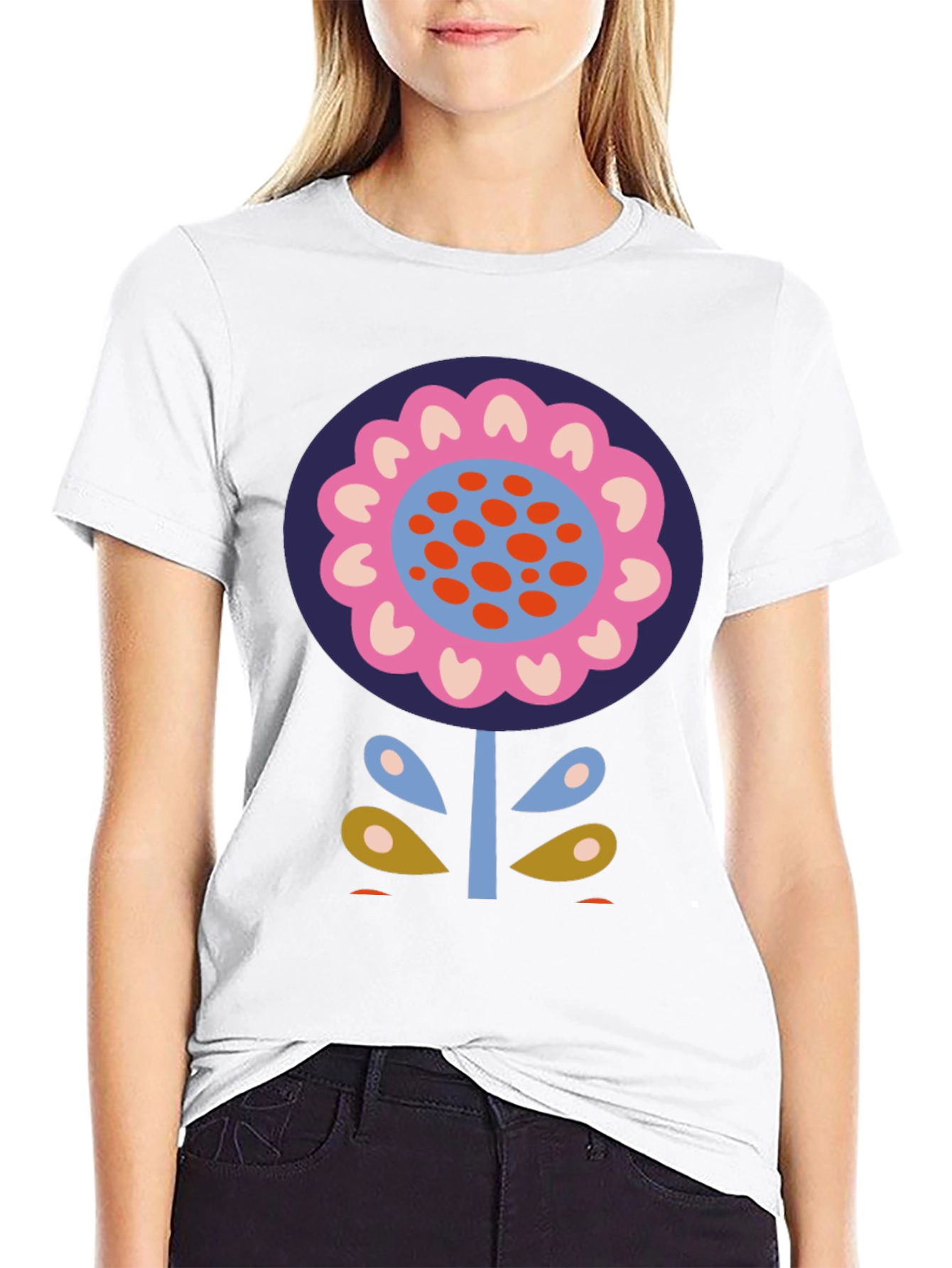 Bold Floral Graphic Print Black T-Shirt