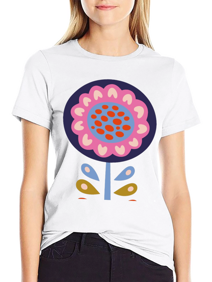 Bold Floral Graphic Print Black T-Shirt