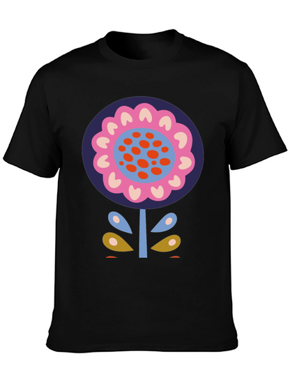 Bold Floral Graphic Print Black T-Shirt
