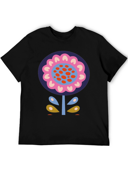 Bold Floral Graphic Print Black T-Shirt