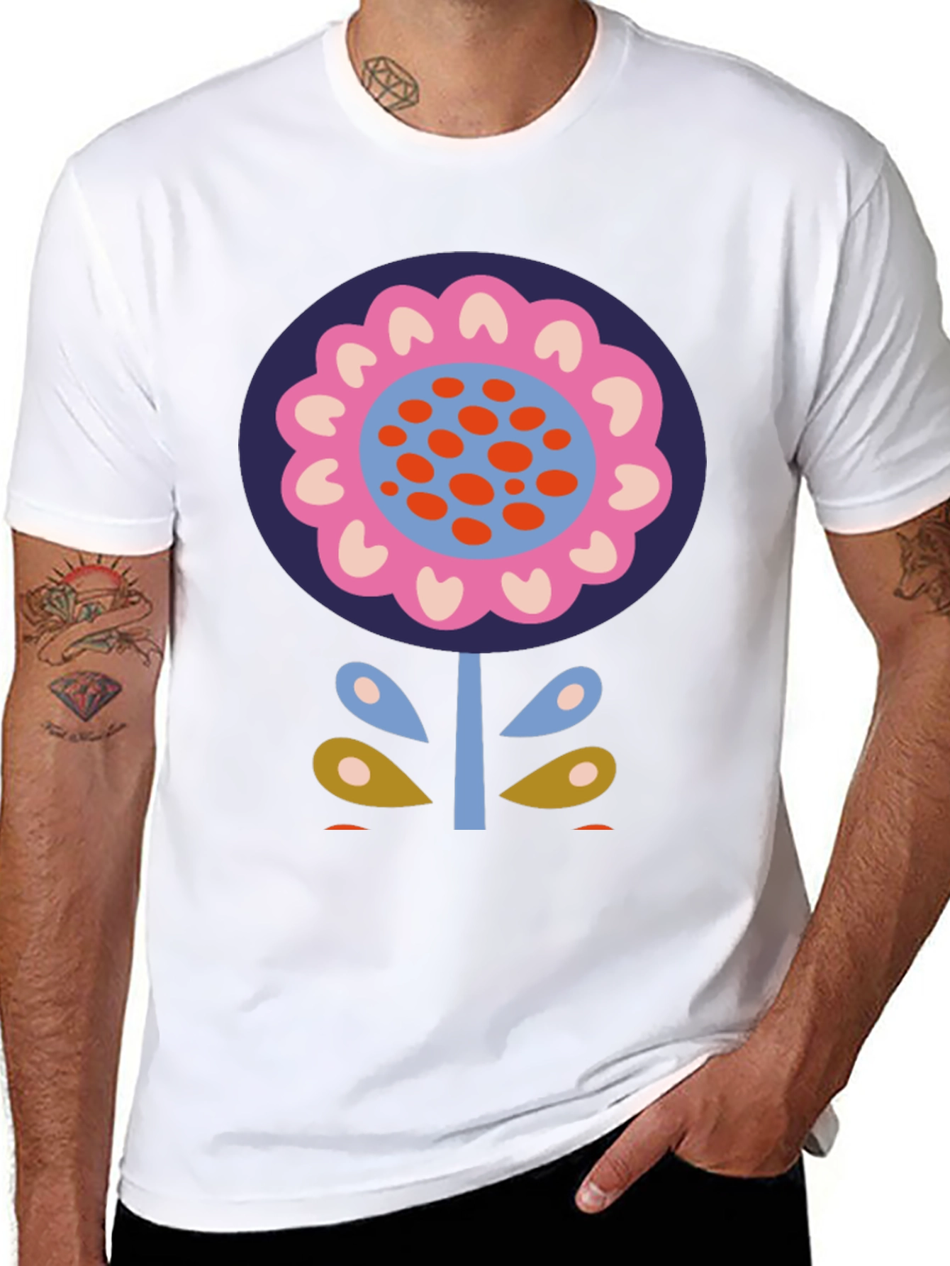 Bold Floral Graphic Print Black T-Shirt