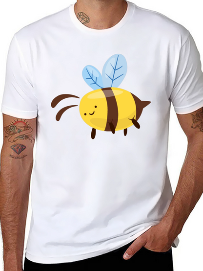 Cute Cartoon Bee Graphic T-Shirt - Black