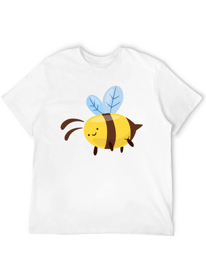 Cute Cartoon Bee Graphic T-Shirt - Black