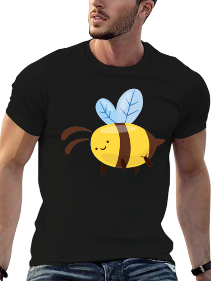 Cute Cartoon Bee Graphic T-Shirt - Black