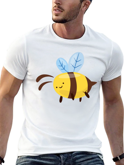 Cute Cartoon Bee Graphic T-Shirt - Black