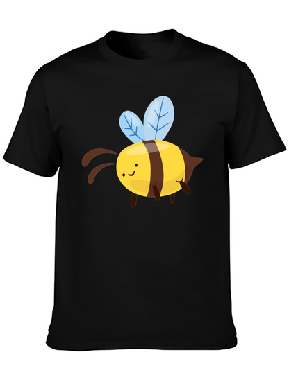 Cute Cartoon Bee Graphic T-Shirt - Black