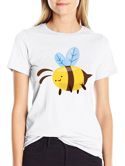Cute Cartoon Bee Graphic T-Shirt - Black