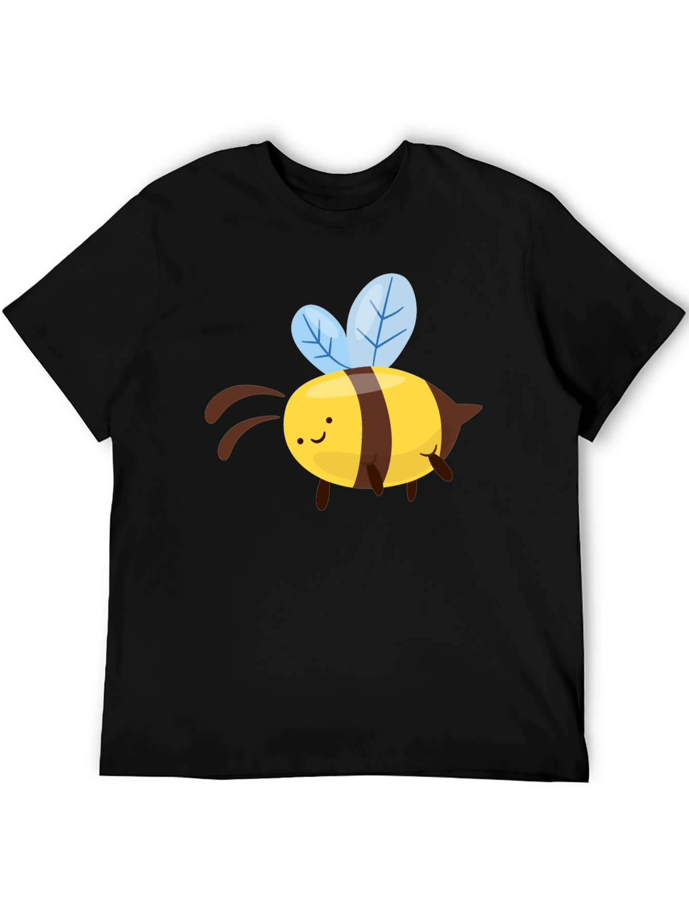 Cute Cartoon Bee Graphic T-Shirt - Black