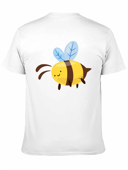 Cute Cartoon Bee Graphic T-Shirt - Black
