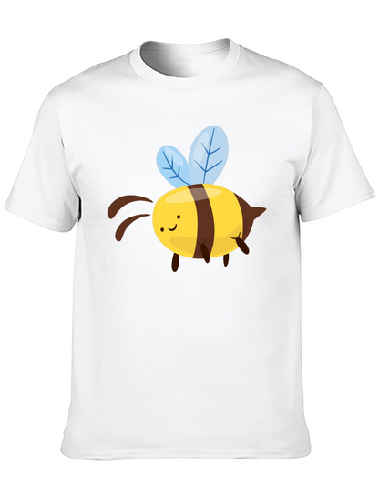 Cute Cartoon Bee Graphic T-Shirt - Black