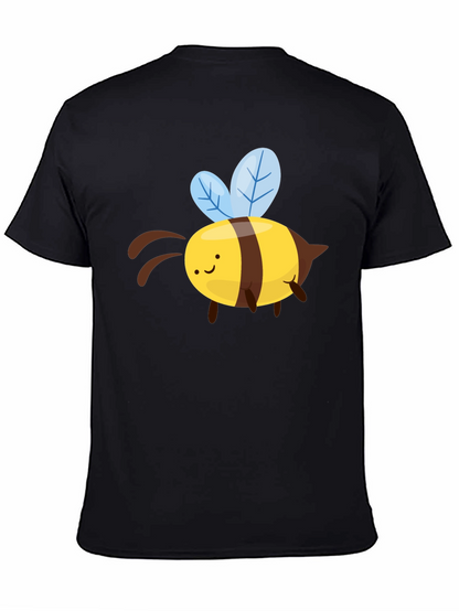 Cute Cartoon Bee Graphic T-Shirt - Black