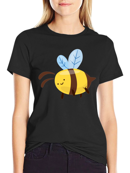 Cute Cartoon Bee Graphic T-Shirt - Black