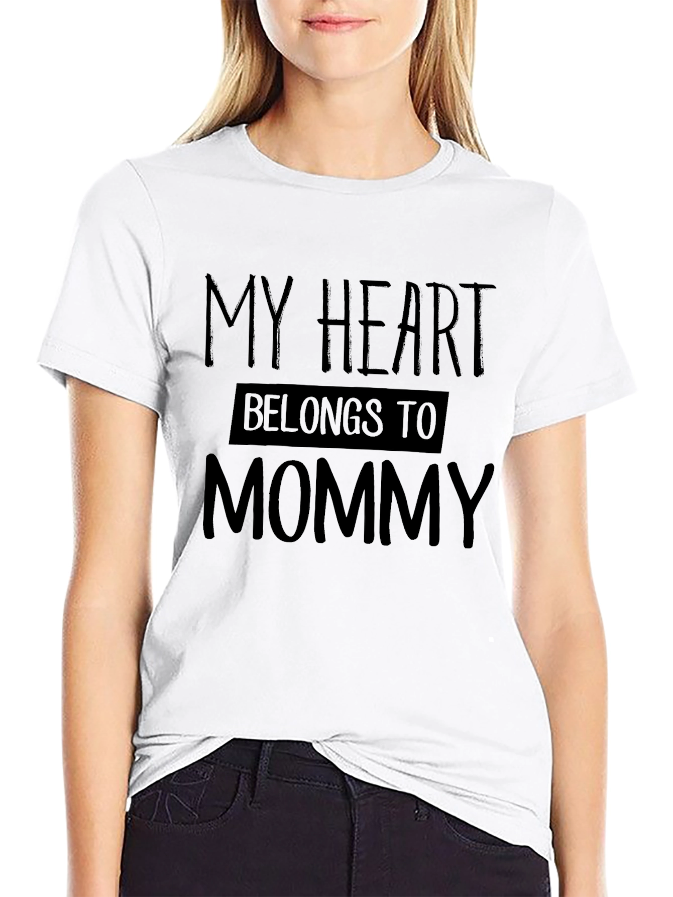 My Heart Belongs to Mommy Black Tee