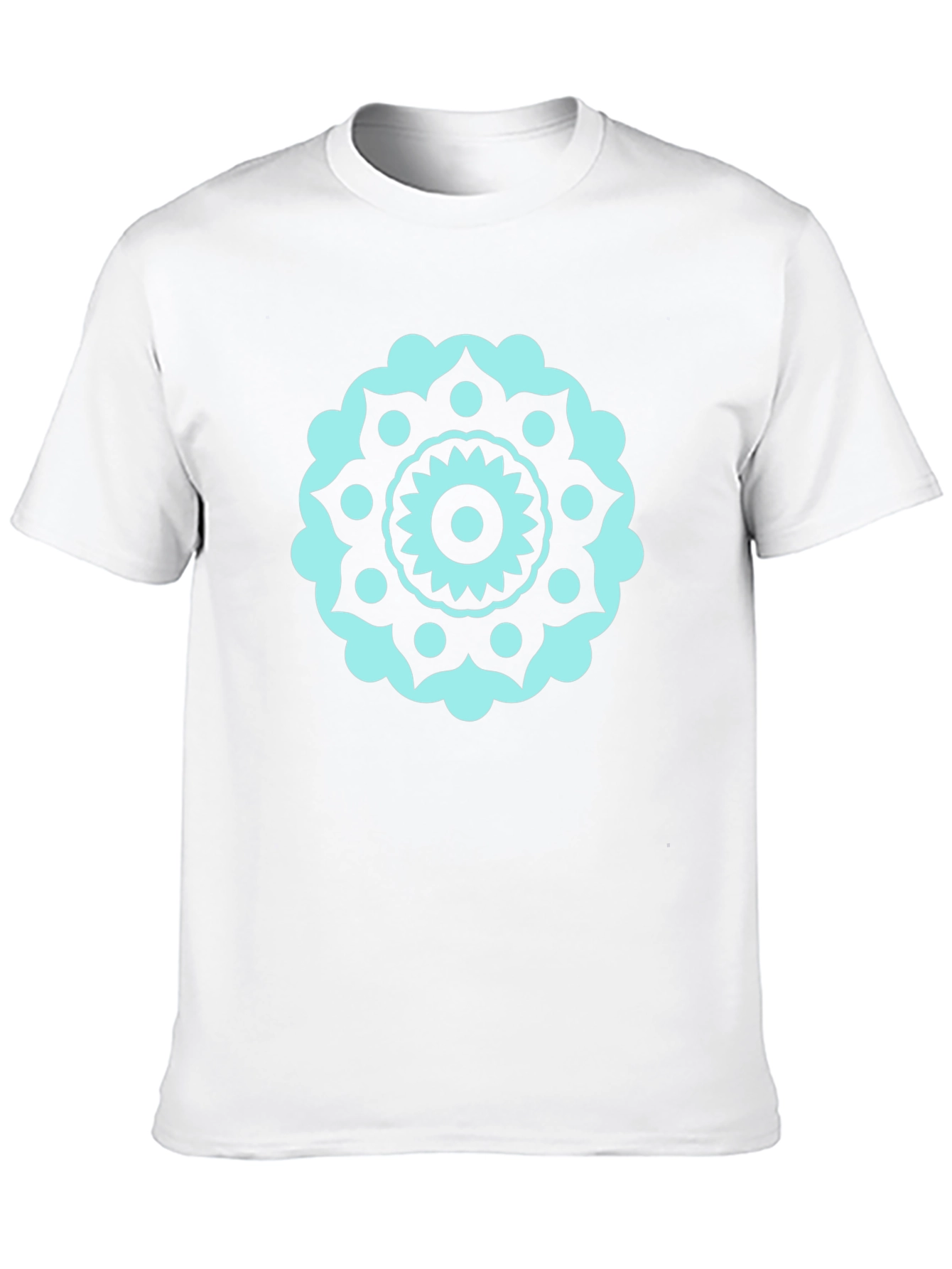Black Tee with Teal Mandala Design