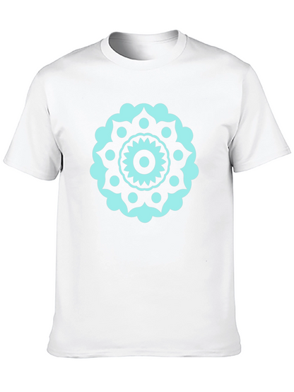 Black Tee with Teal Mandala Design