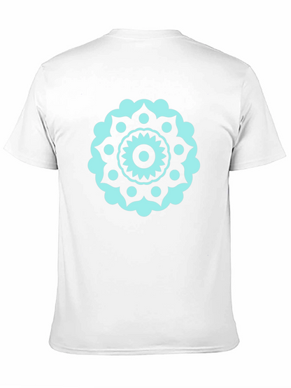 Black Tee with Teal Mandala Design