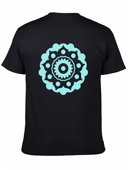 Black Tee with Teal Mandala Design