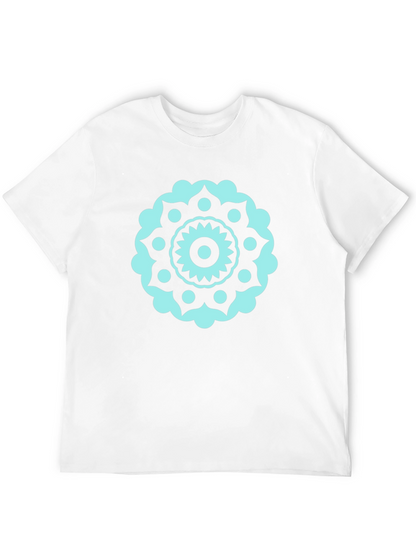 Black Tee with Teal Mandala Design