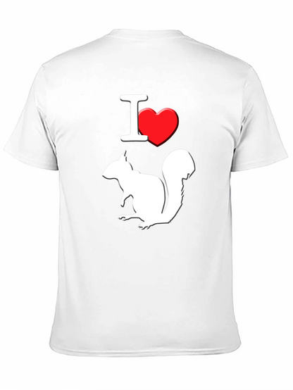 I Love Squirrels T-Shirt Black Cotton Graphic Tee