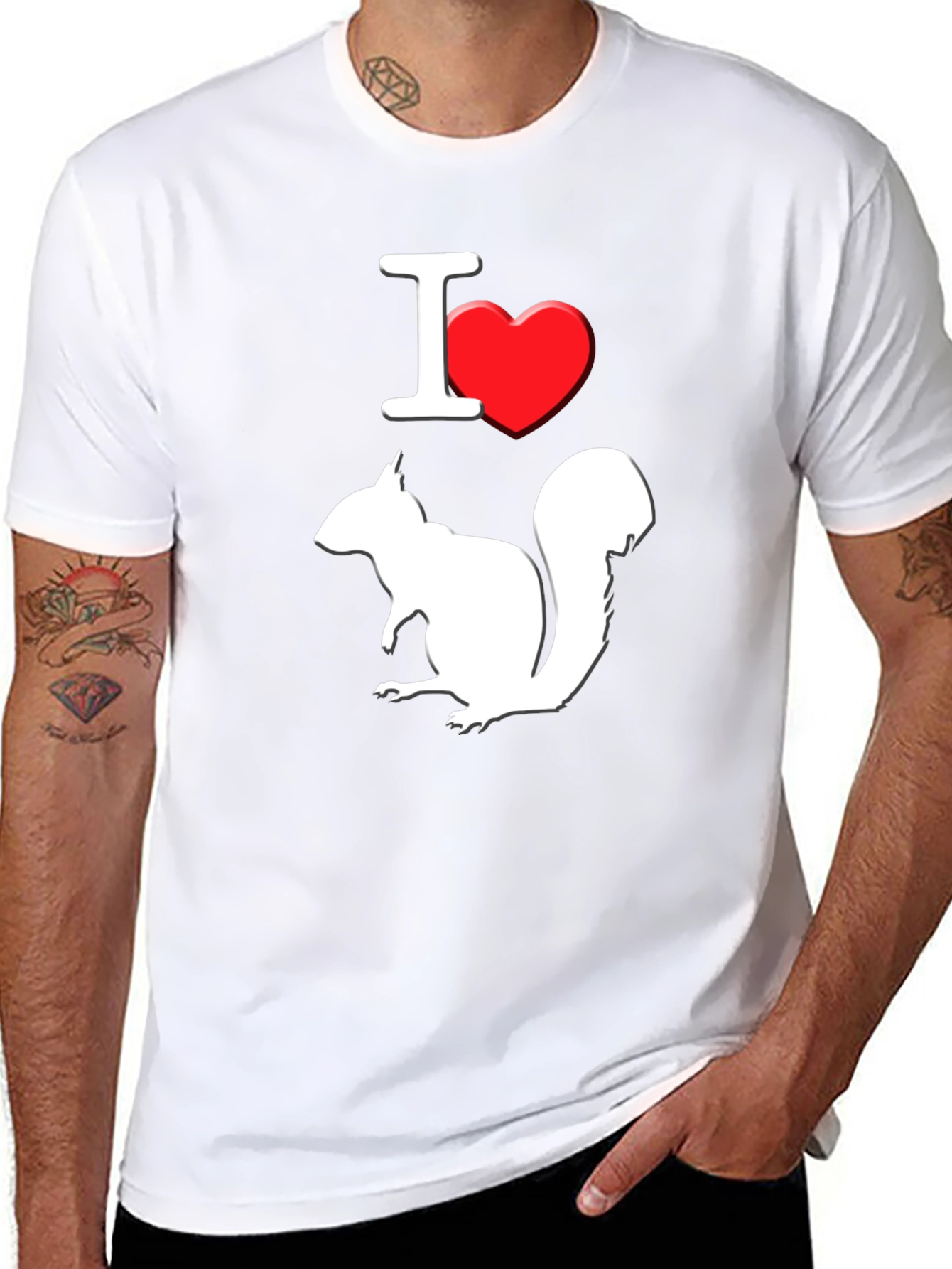 I Love Squirrels T-Shirt Black Cotton Graphic Tee