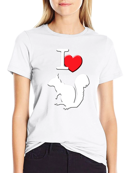 I Love Squirrels T-Shirt Black Cotton Graphic Tee