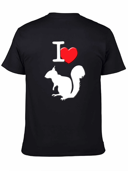 I Love Squirrels T-Shirt Black Cotton Graphic Tee