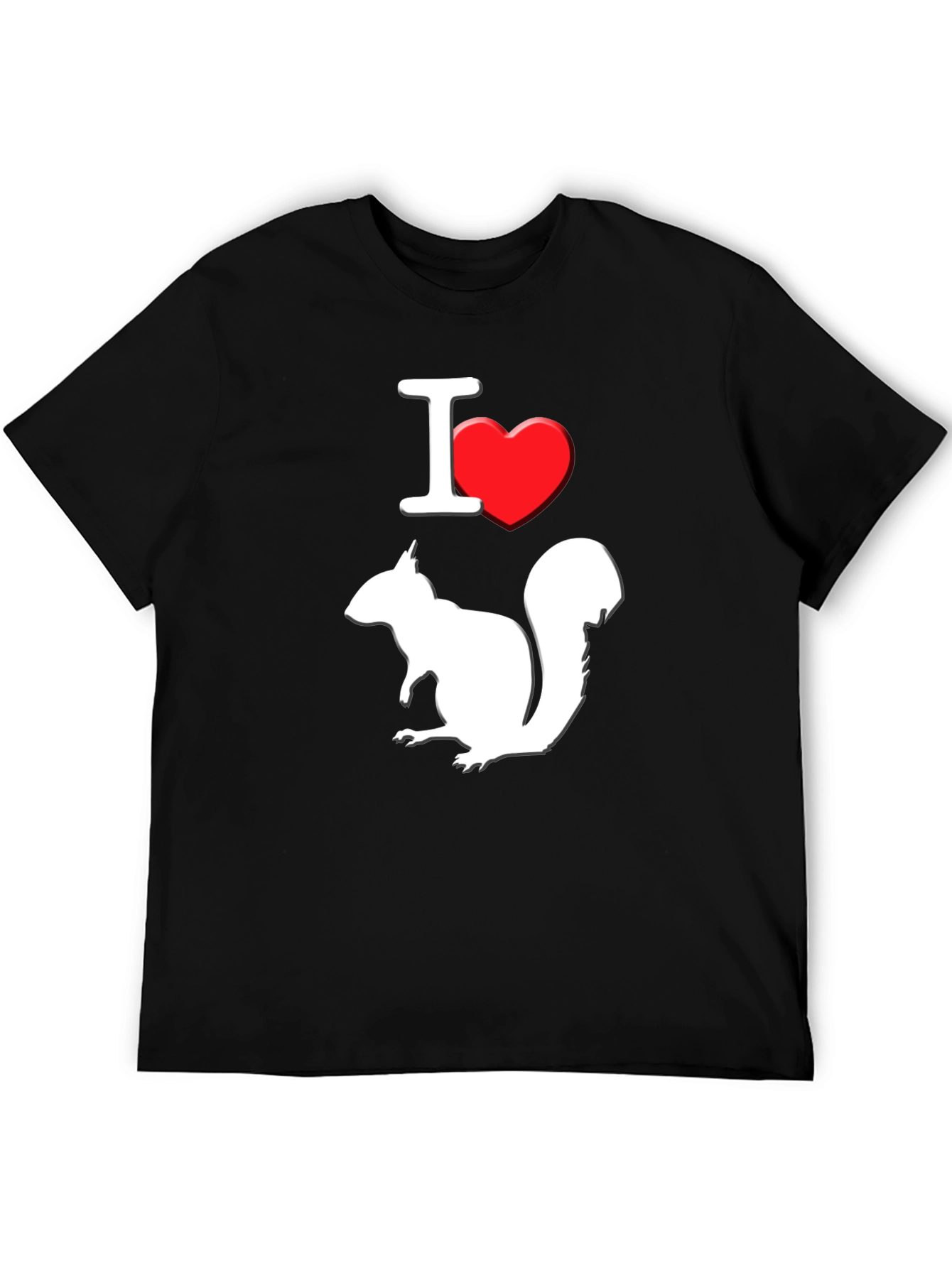 I Love Squirrels T-Shirt Black Cotton Graphic Tee