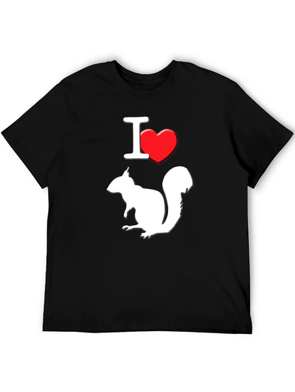 I Love Squirrels T-Shirt Black Cotton Graphic Tee