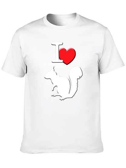 I Love Squirrels T-Shirt Black Cotton Graphic Tee