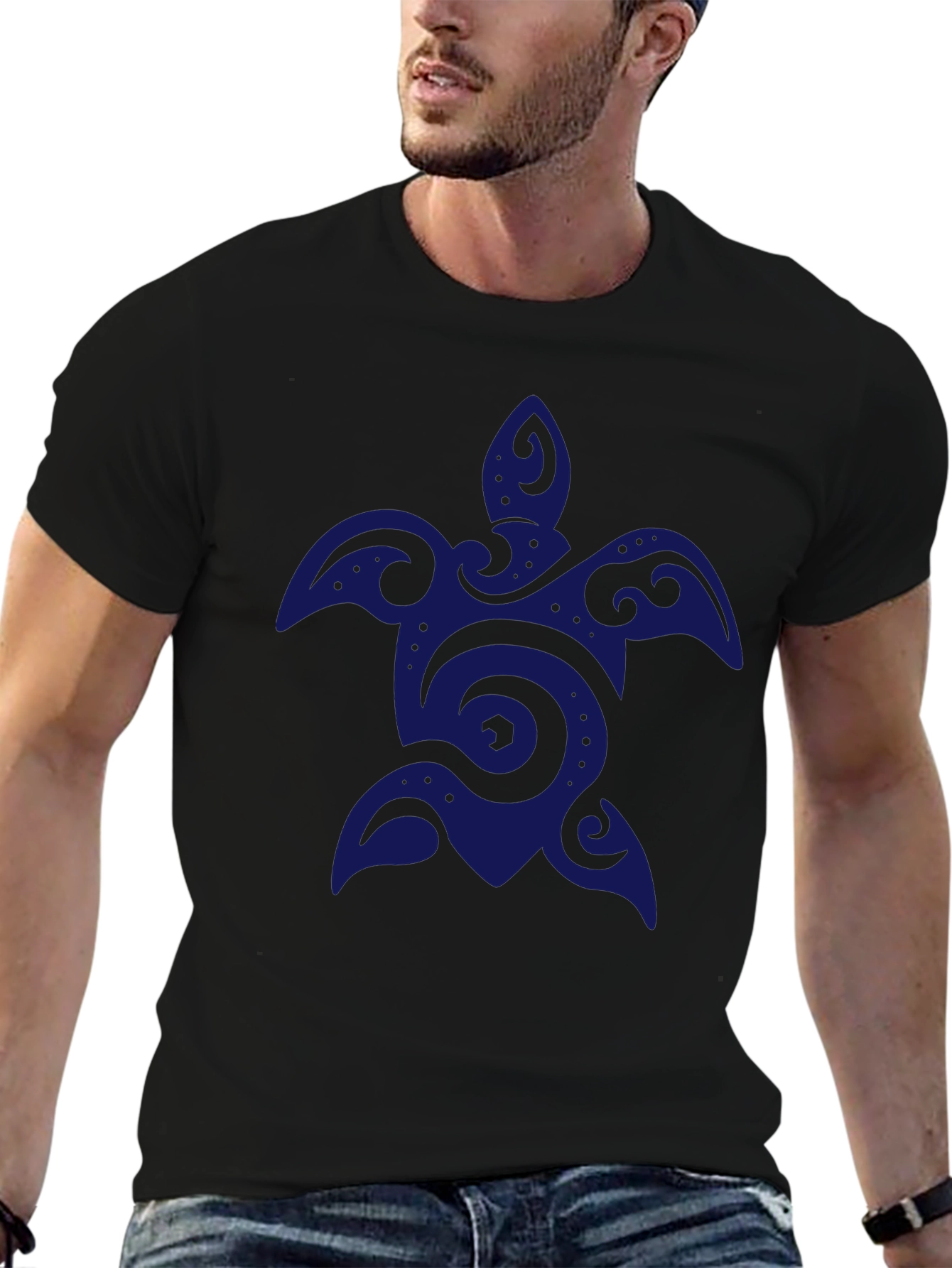 Mens Black Turtle Graphic T-Shirt