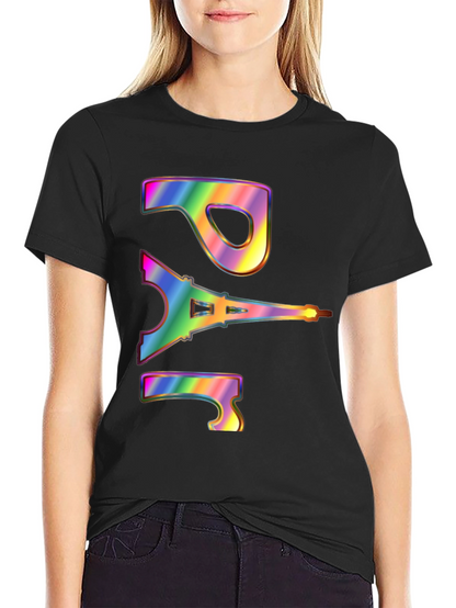 Paris Eiffel Tower Rainbow Graphic T-Shirt